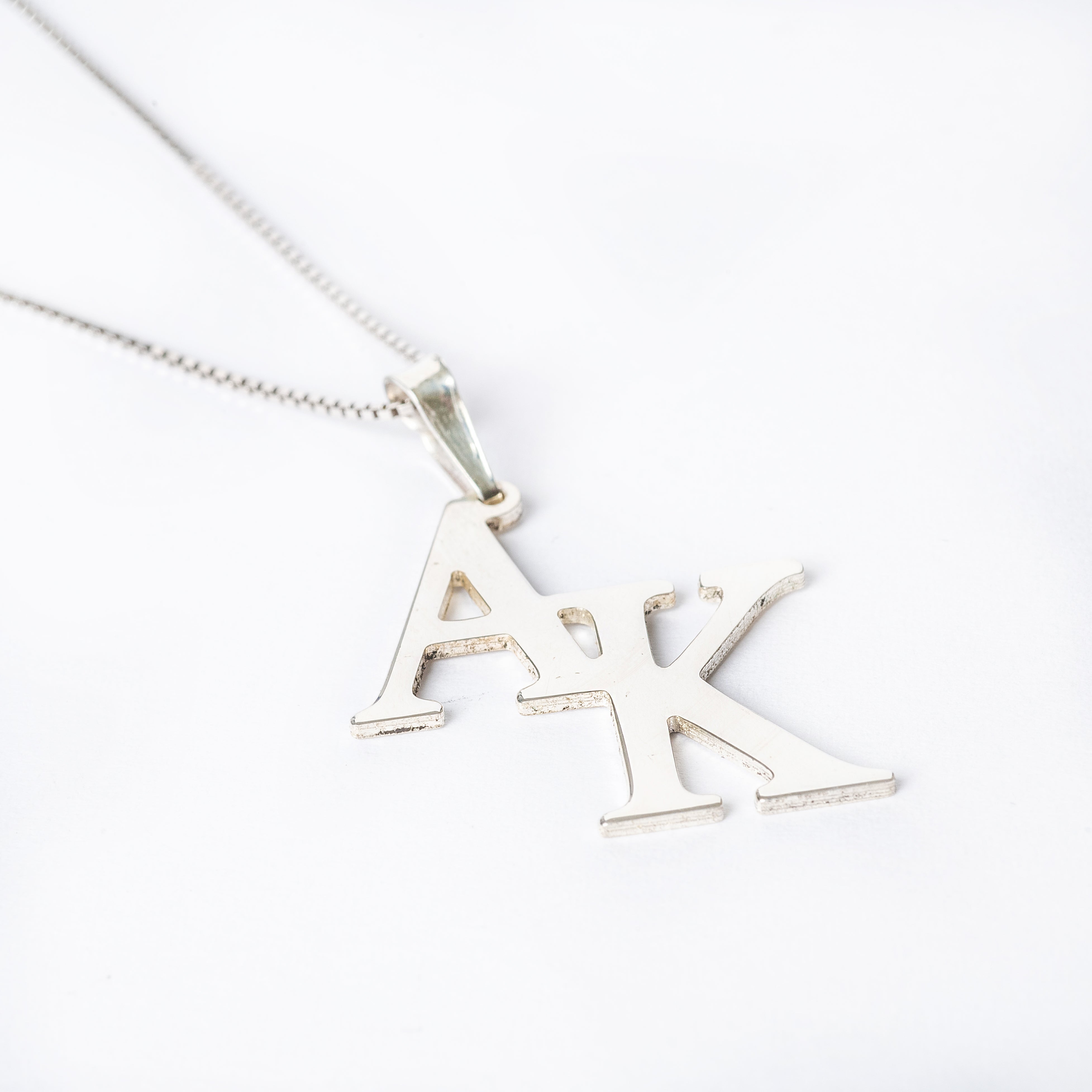 Double Initial Silver Necklace