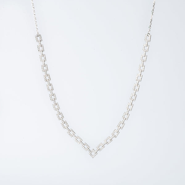 Alana necklace with a chain design and adorned with cubic zirconia gemstones.