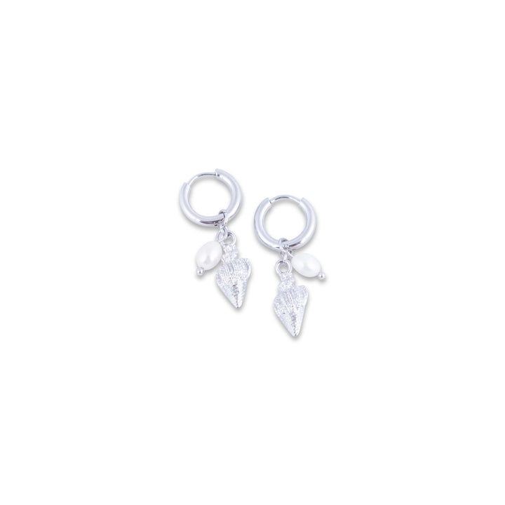 Pair of Bekkun Earrings with teardrop-shaped charms on a white background