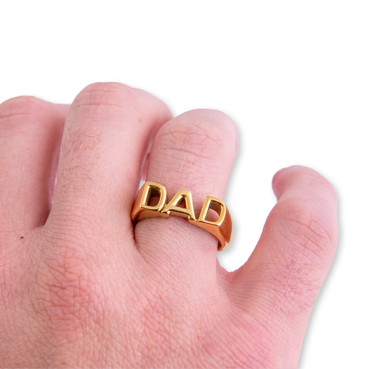 Dad ring wearing by a model in real life. 