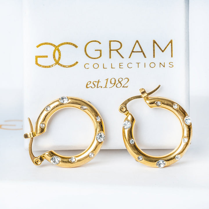 A diane earrings close up view placed in the center of the image against a white background 