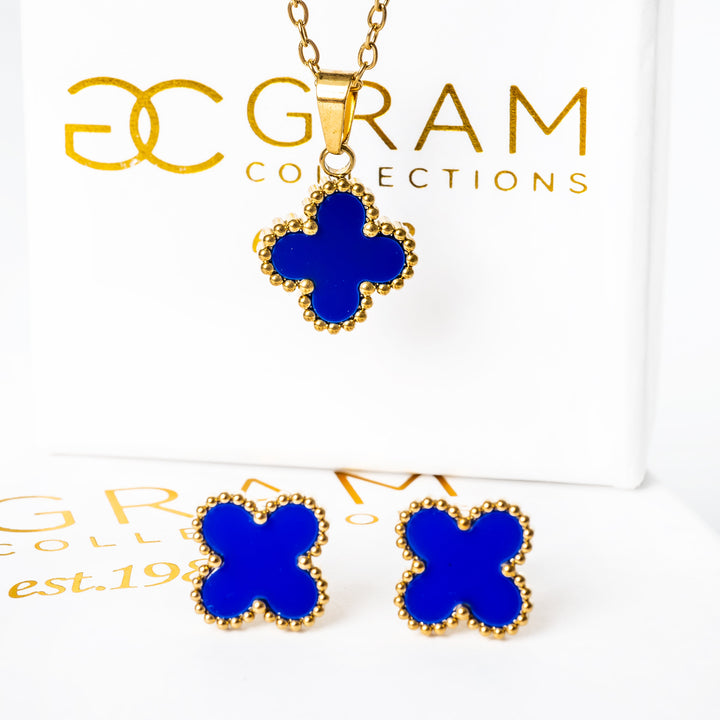 A close up view of Fiore Set blue colour standing in the center of the image against its uniquely designed box. 