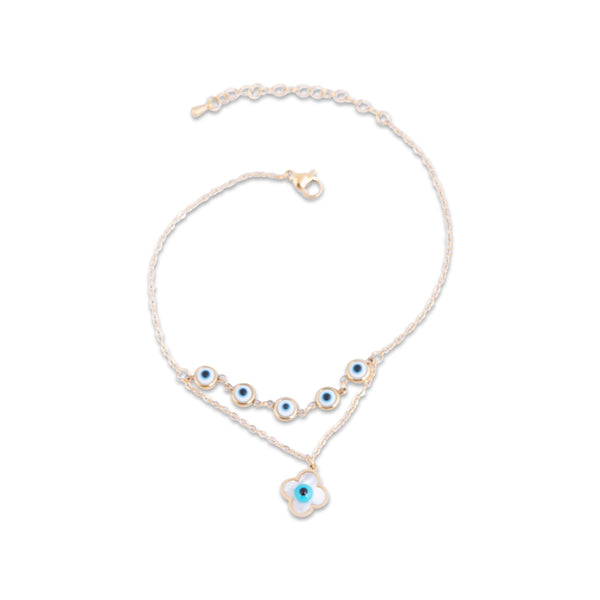 Fontanta anklet with eye-shaped charms on a white background
