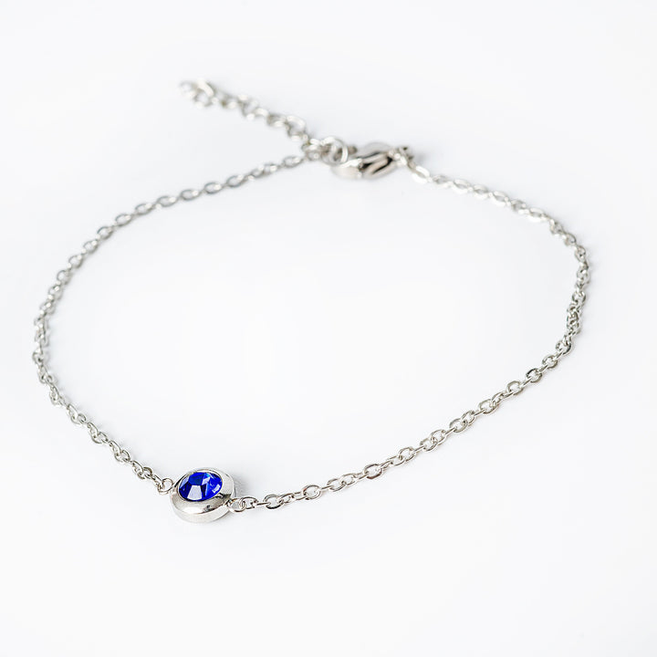A close up view of Gabriella Silver Bracelet standing in the center of the image against a white background 