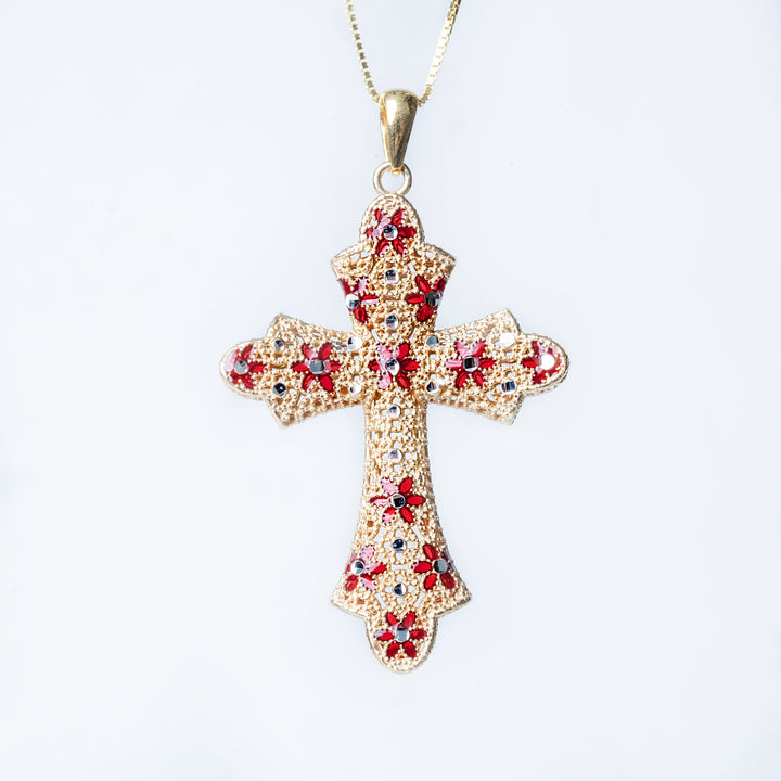 The close up of Marija Necklace and cross pendant 