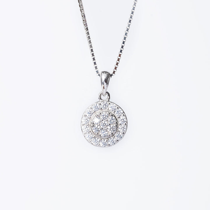An Hazel Necklace close up view, standing in the center of the image against a white background. 