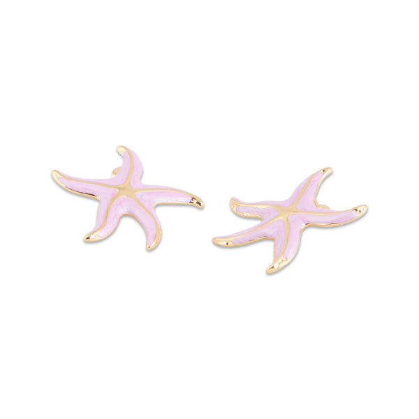 Isla Starfish-shaped earrings with pink and gold details on a white background