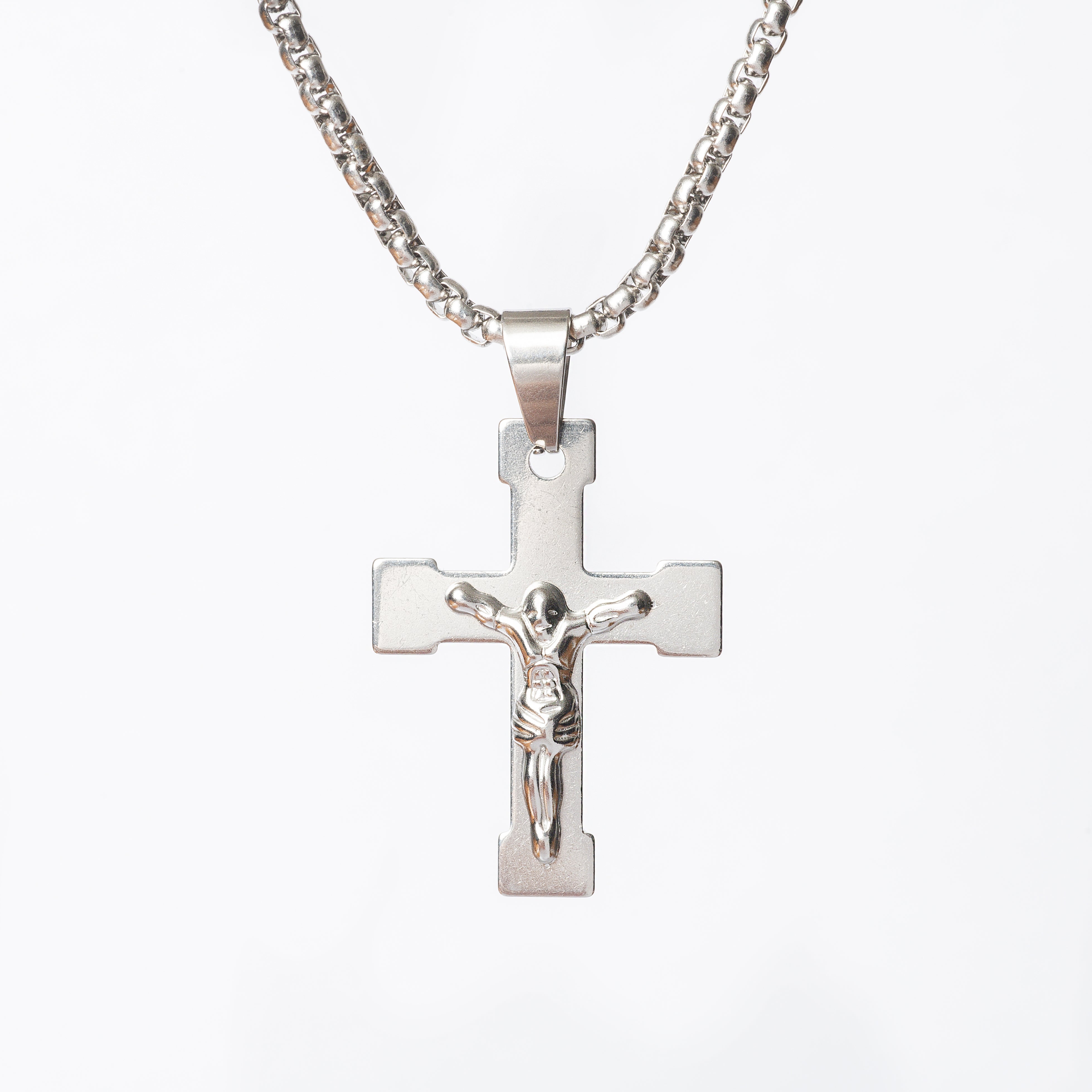 Manly Cross Silver Necklace
