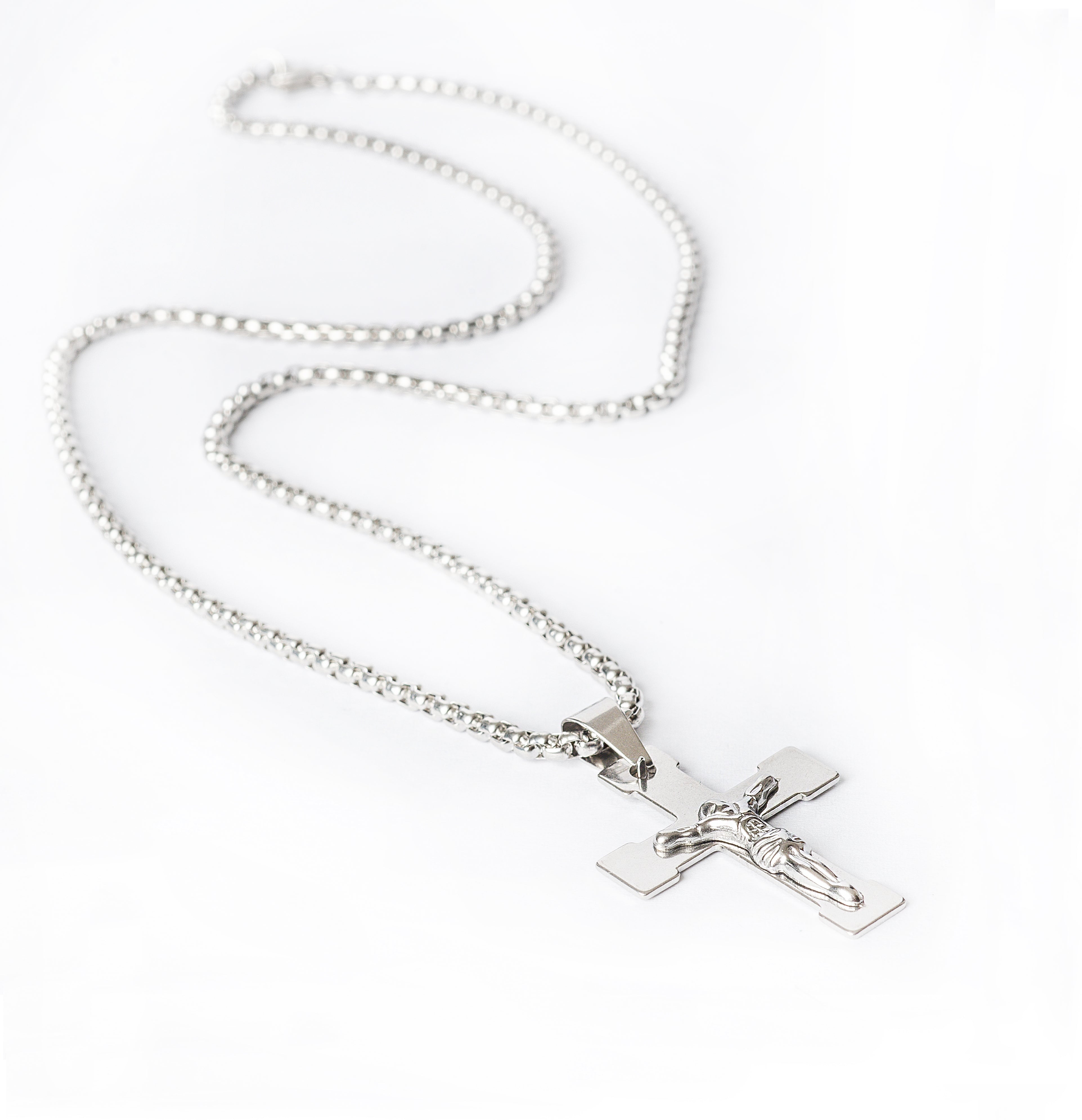 Manly Cross Silver Necklace