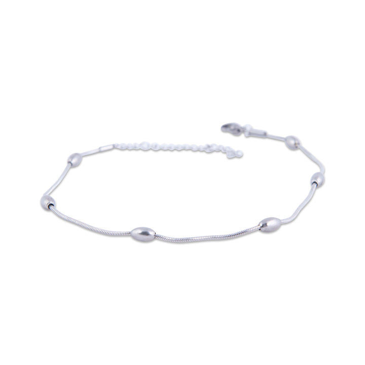 Mgarr Silver Anklet on a white background