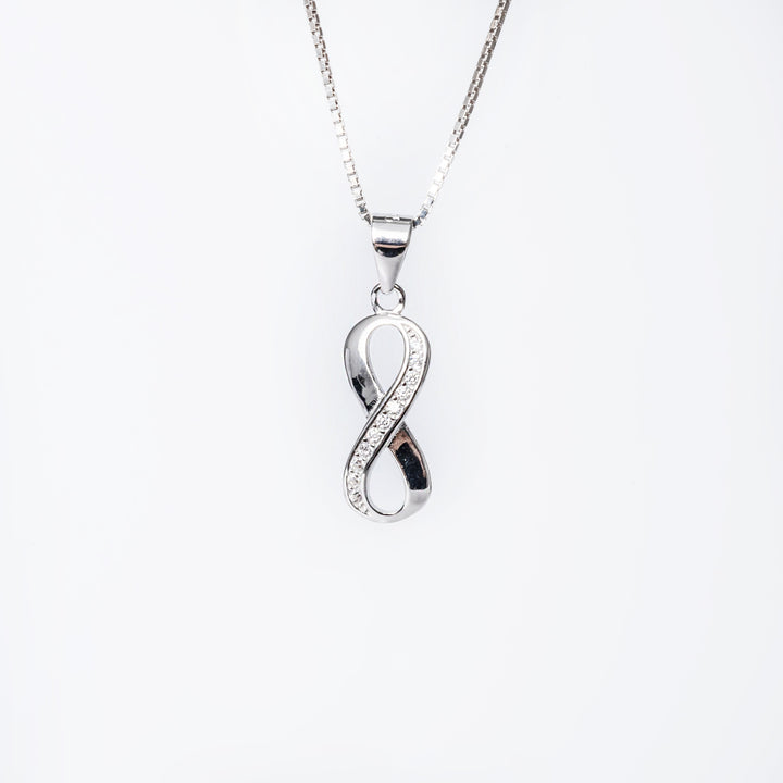 A Nicolette necklace standing in the center of the image against a white background. 