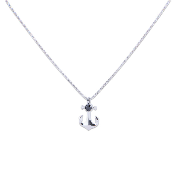 Qawra Necklace with a black gemstone on a white background