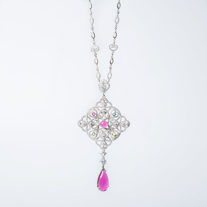 A close up view of Tamara Necklace against a white background. 