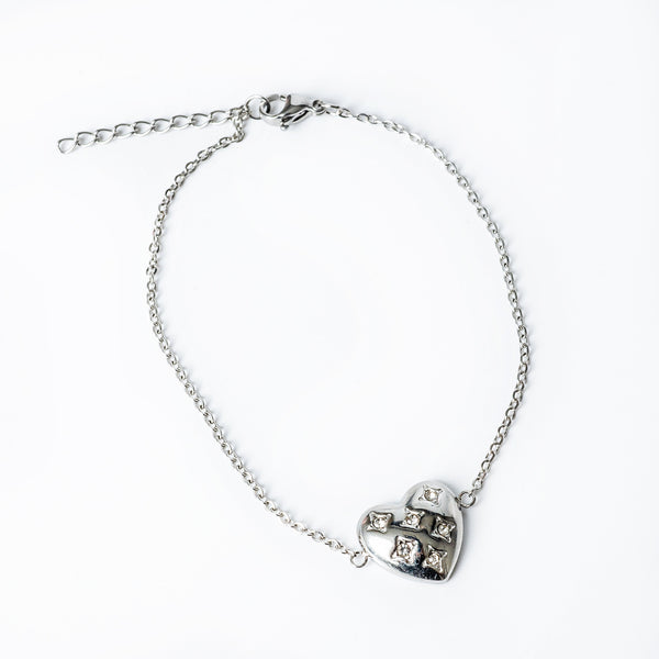 Amanda Silver Bracelet standing in the center of the image against a white background 
