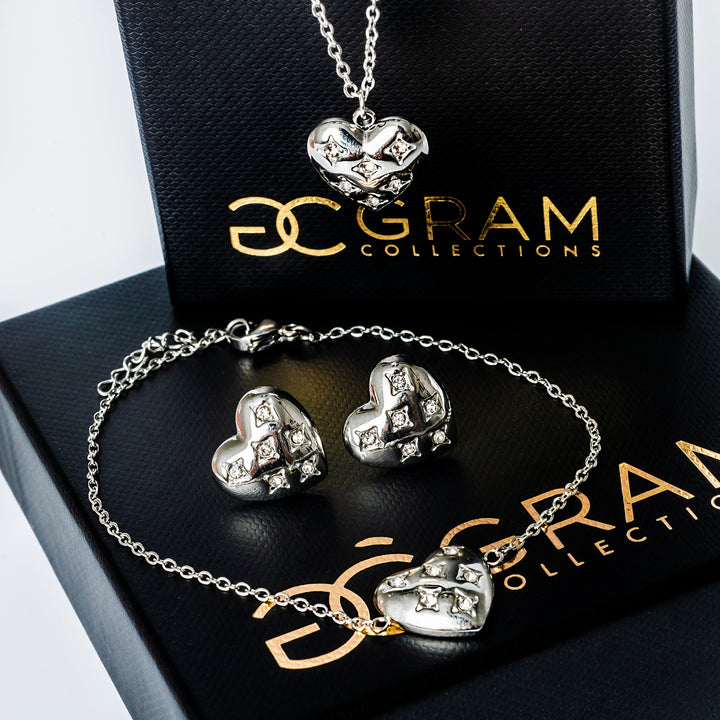 amanda silver earrings standing in the center of the image against a white background. 