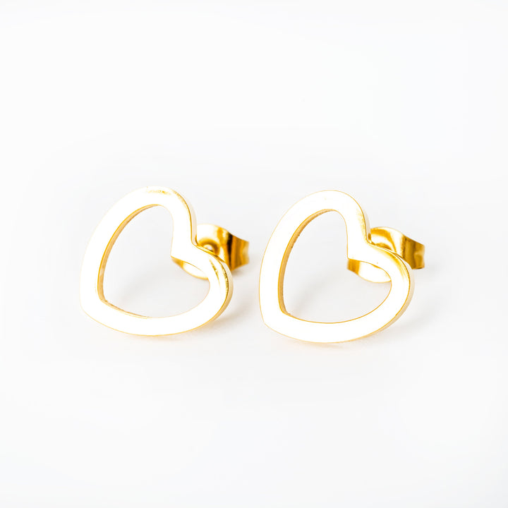 Amata earrings close up view standing in the center of the image against a white background. 