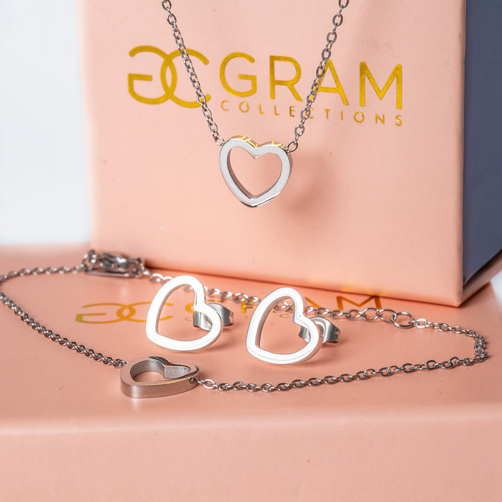 amata silver necklace placed on its uniquely designed box 