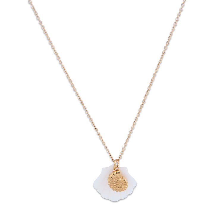 Gram Collection Anchor Bay Necklace with a white pendant and gold charm on a white background