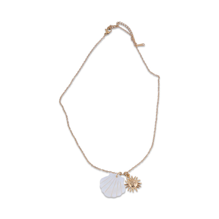 Anchor Bay Necklace seeing from a bird view standing against a white background. 