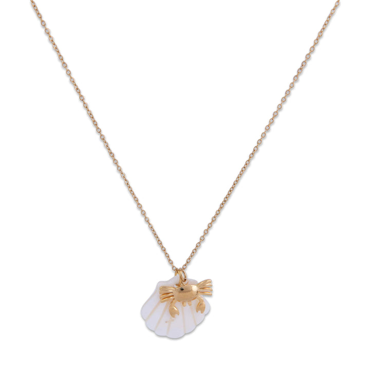 Anchor Bay Gram Collection Necklace with a white shell pendant and gold accents on a white background