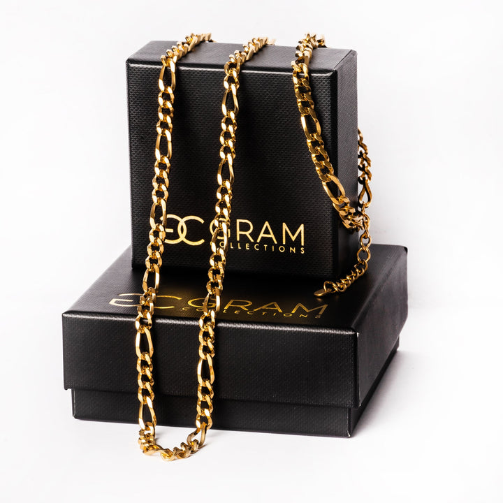 A close up view of Bari Gold Bracelet standing in the center of the image against a white background. 