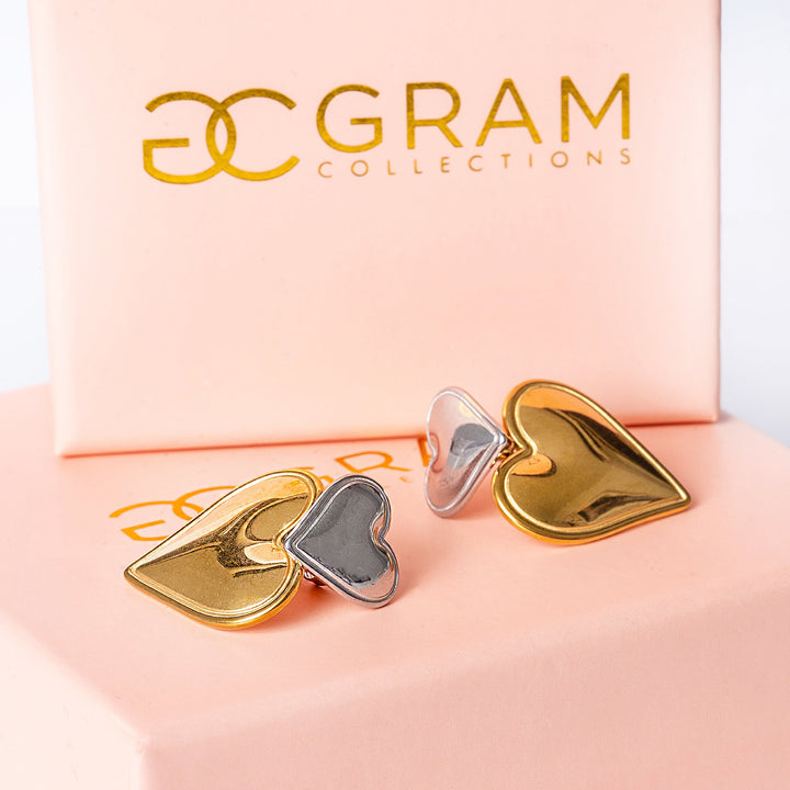 Bella earrings attached to its uniquely designed box. 