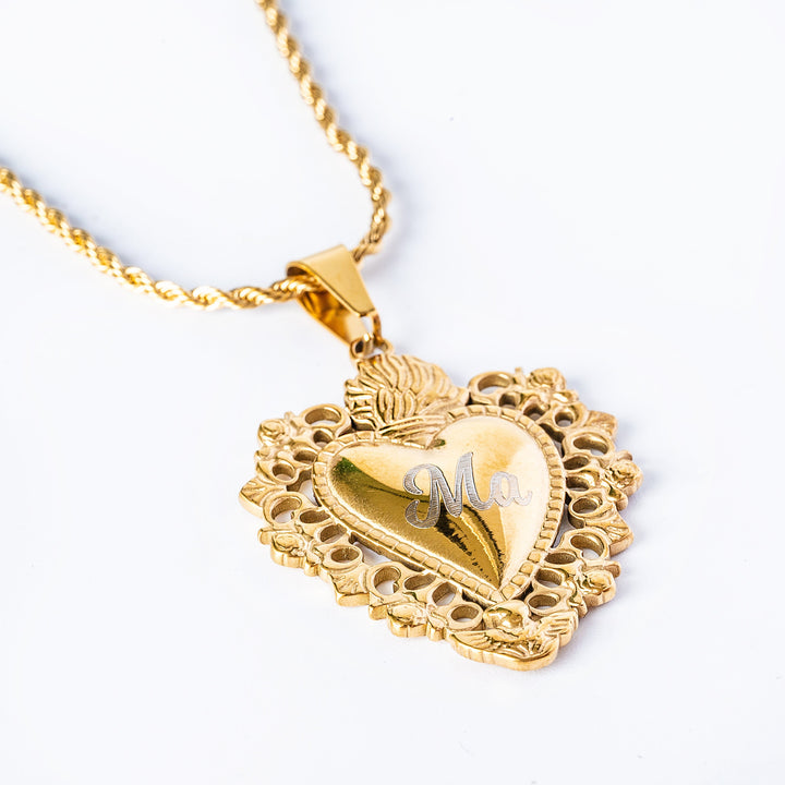 Cara Mum Necklace Close Up View against a white background. 
