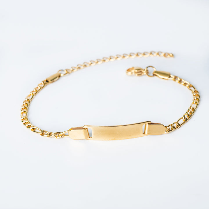 Gold Claudio Bracelet with a smooth ID plate shown in a front view