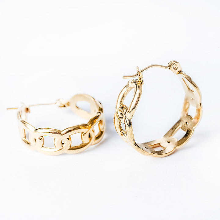 A close up view of Alexandra Gold Earrings