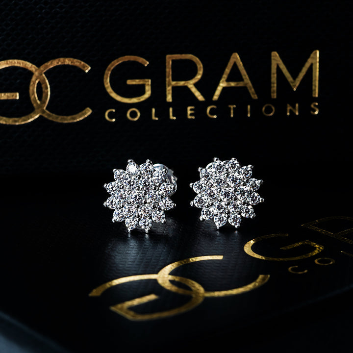 Flora Earrings placed on its uniquely designed box. 