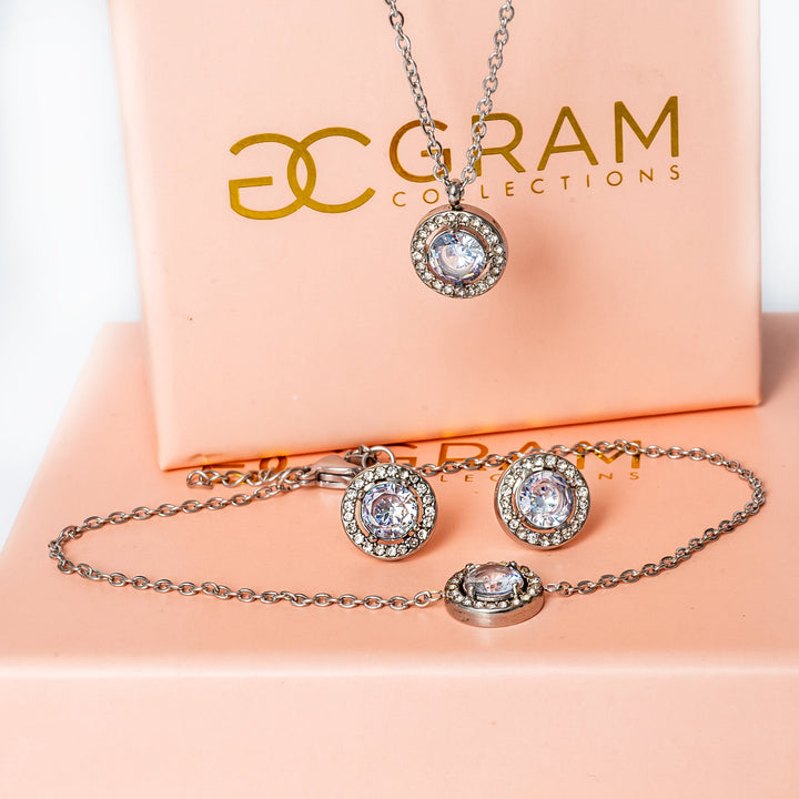 Gabby Silver set placed on its box in the center of the image 