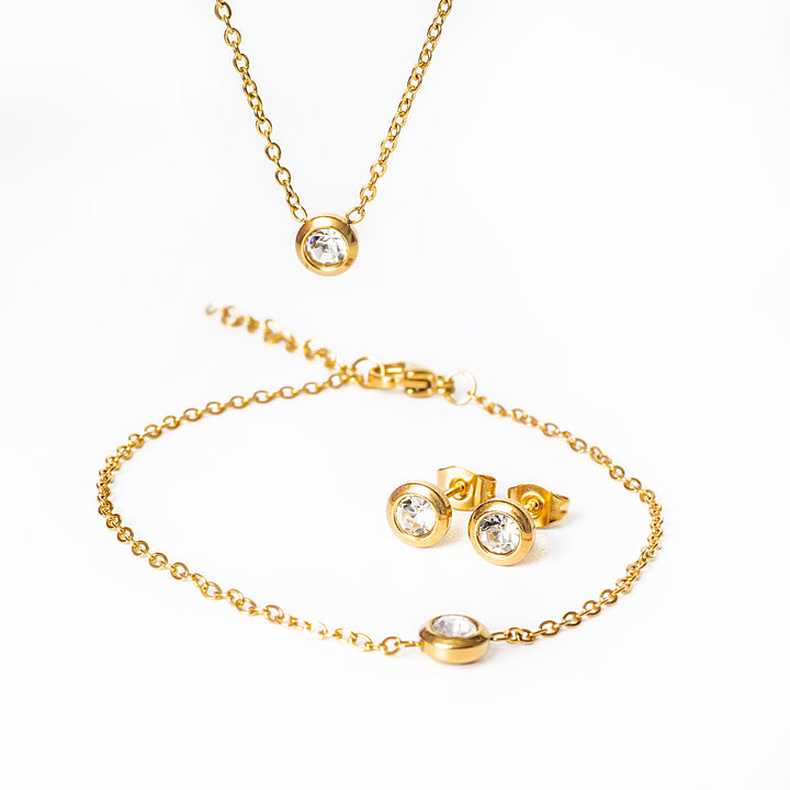 A close up view of Gabriella Gold Set in white colour stones 