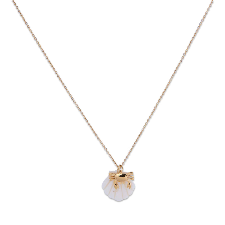 Gram Collection anchor bay necklace with a shell pendant on a white background.