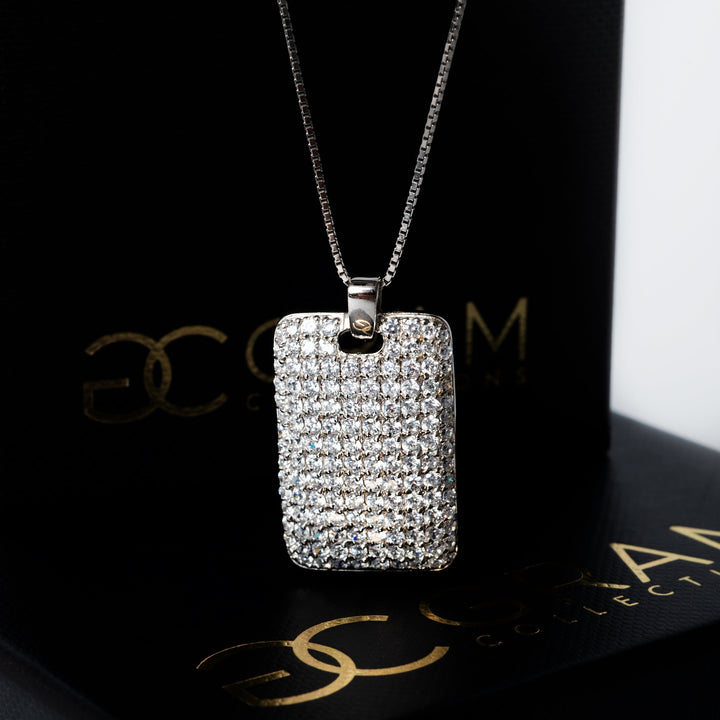 Clementis necklace standing in the center of the image against its white background 