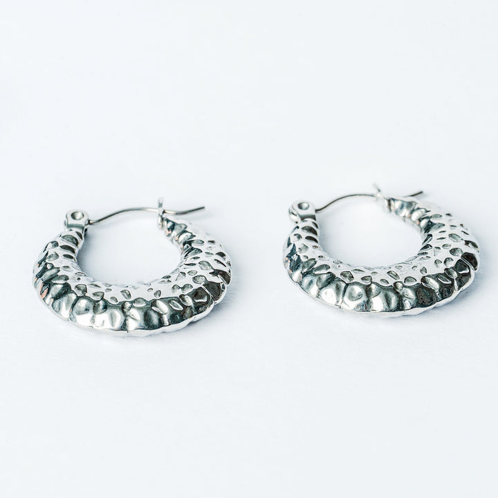 A close up view of graziella Silver Earrings 