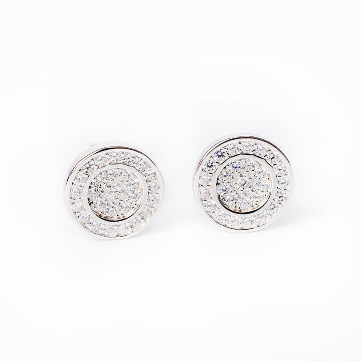 Hannah earrings close up view standing against a white background 