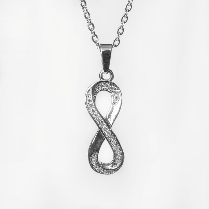 Ina silver necklace with crystal infinity pendant