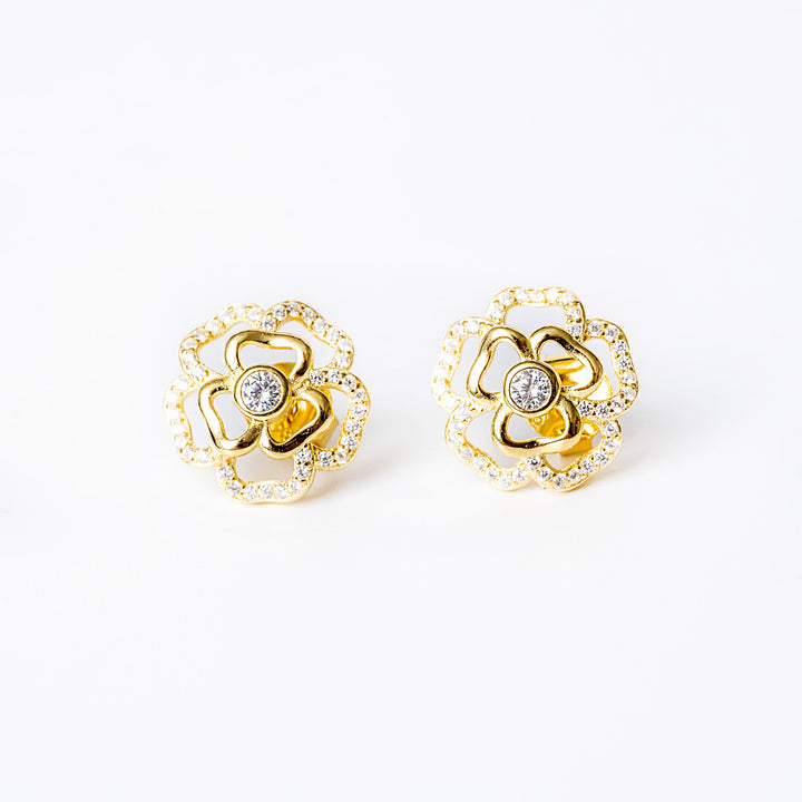 An Ivy Gold Earrings standing in the center of the image against a white background. 