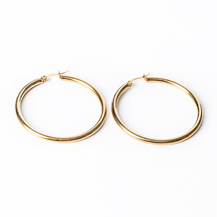 Leanne Gold Earrings standing in the center of the image