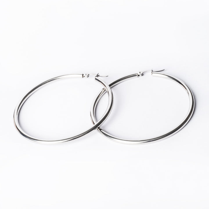 Leanne Silver Earrings standing in the center of the image against a white background. 