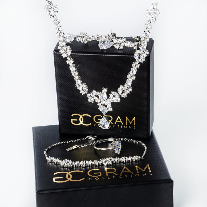 Melissa Necklace set placed on their uniquely made black box. 