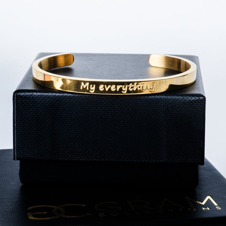 My everything bracelet placed on its uniquely designed gram collections's black box. 