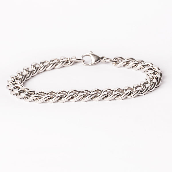 Padova stainless steel bracelet with a geometric pattern, featuring a clasp closure.