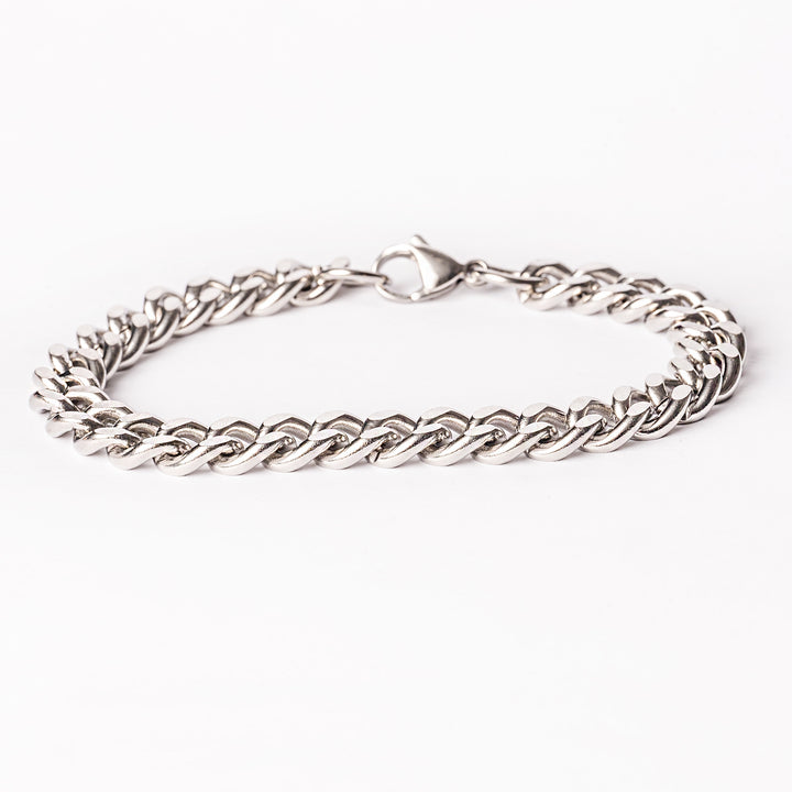 Padova stainless steel bracelet with a geometric pattern, featuring a clasp closure.