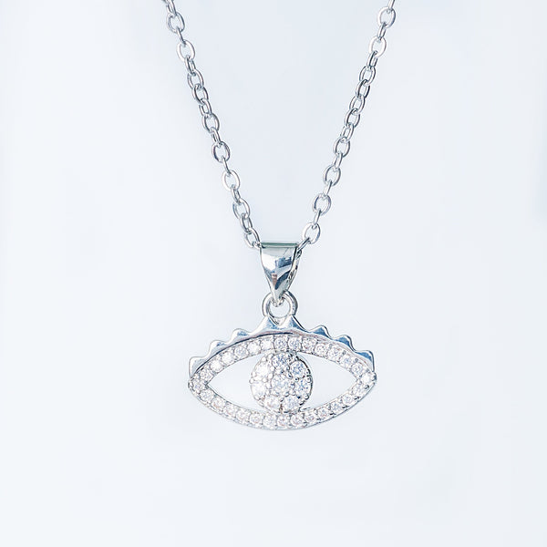 Petra silver necklace with crystal eye-shaped pendant