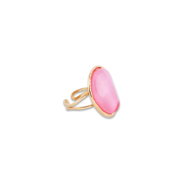 Gram Collection Pretty Bay ring with a pink stone on a white background