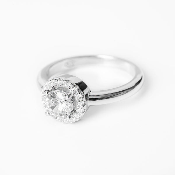 A close up view of Rosie Ring standing against a white background. 