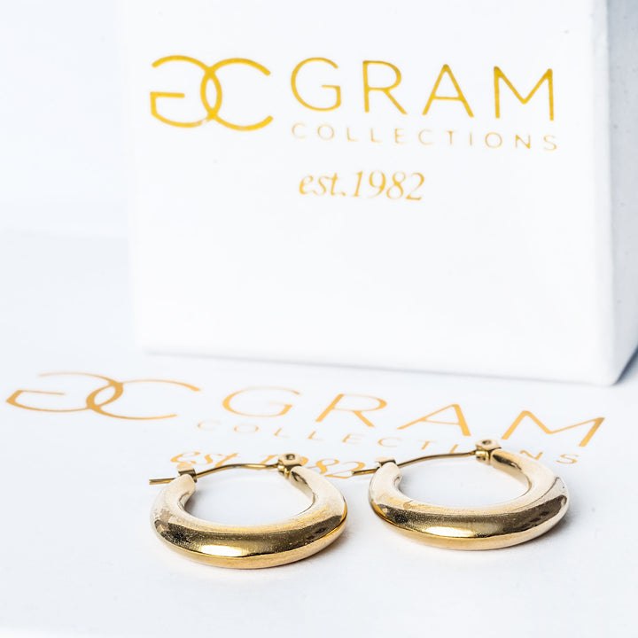 Sandra Gold Earrings placed on its uniquely designed box. 