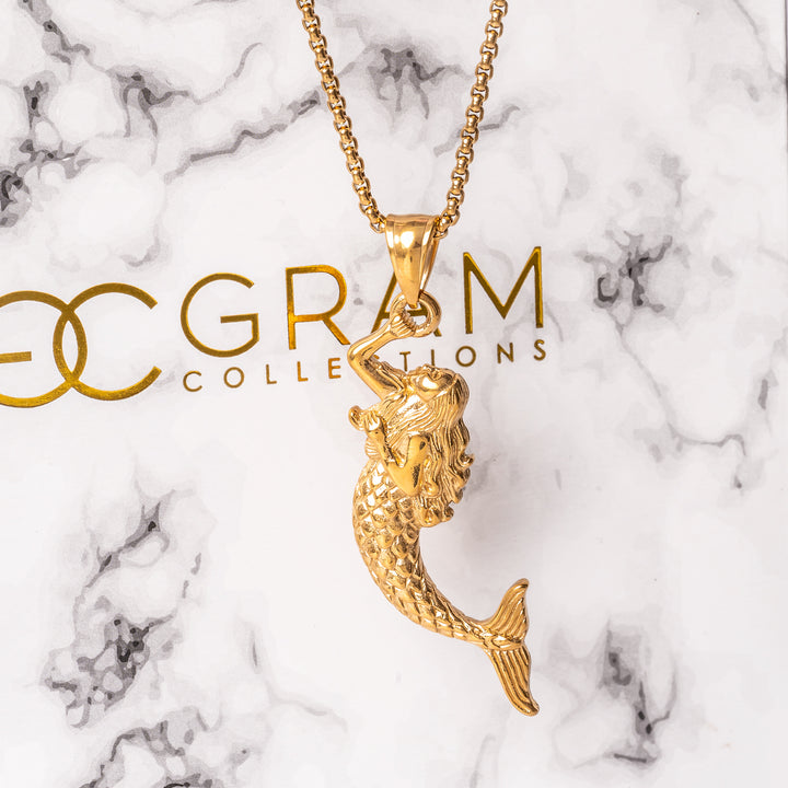 A gram collections Sirena Necklace placed in the center of the image against a white background. 