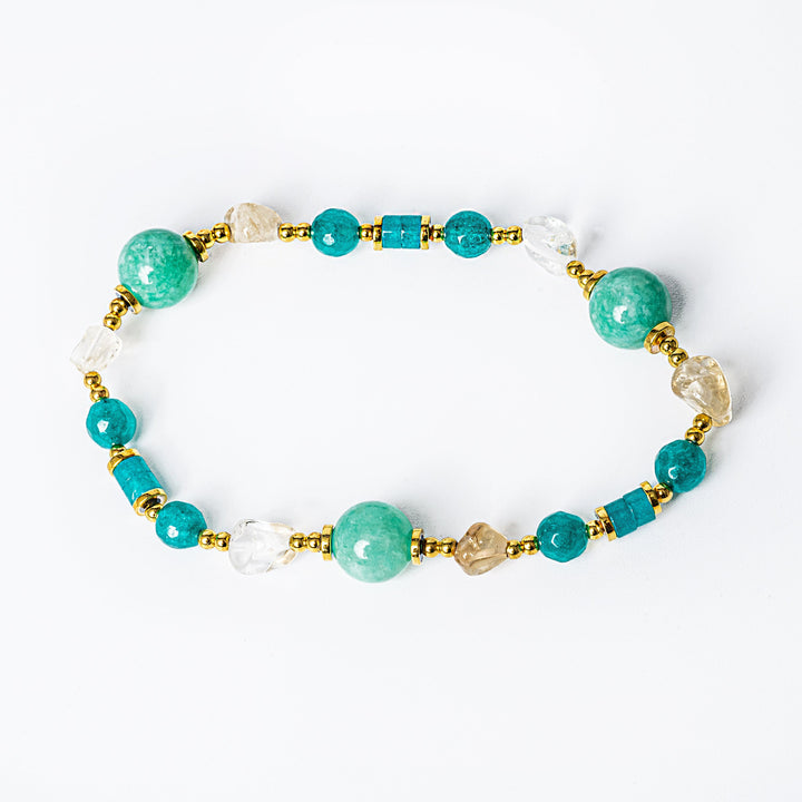 A Spring Bracelet of gram collections standing in the center of the image against a white background. 